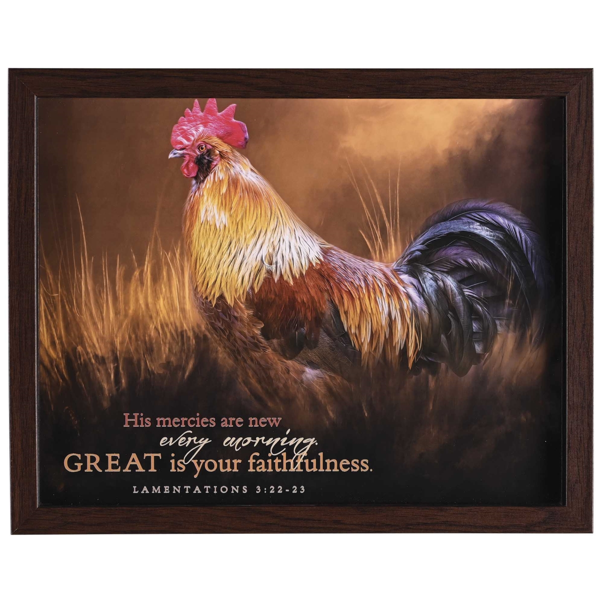 FRMWDWAL-1411-34 Framed Wall Art Rooster Mercies 14x11