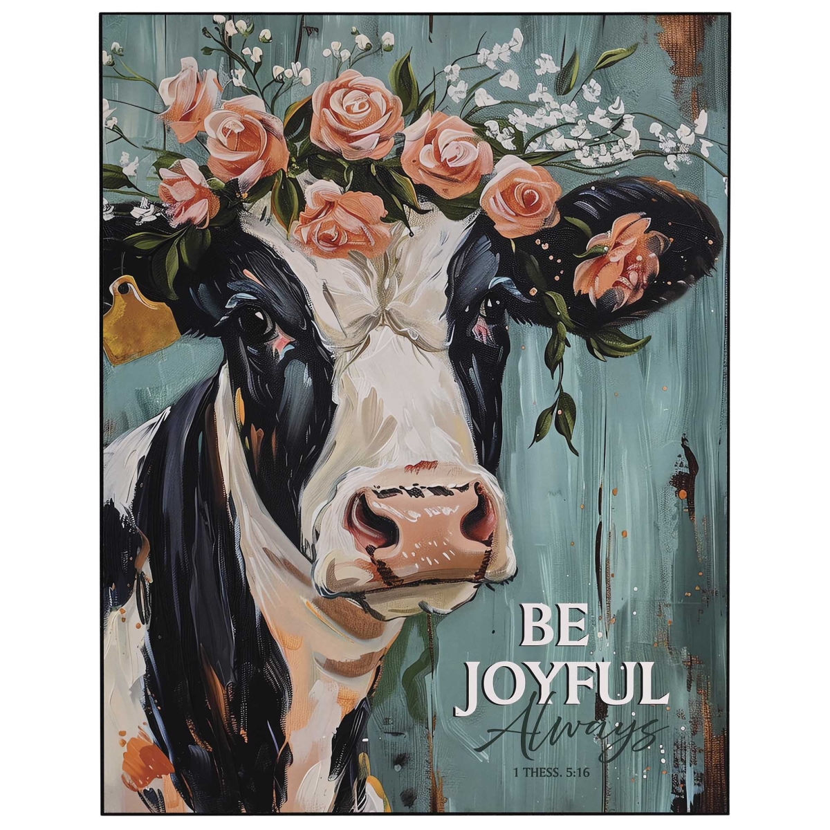 PLK1114-431 Wall Plaque Cow Be Joyful Always 11x14