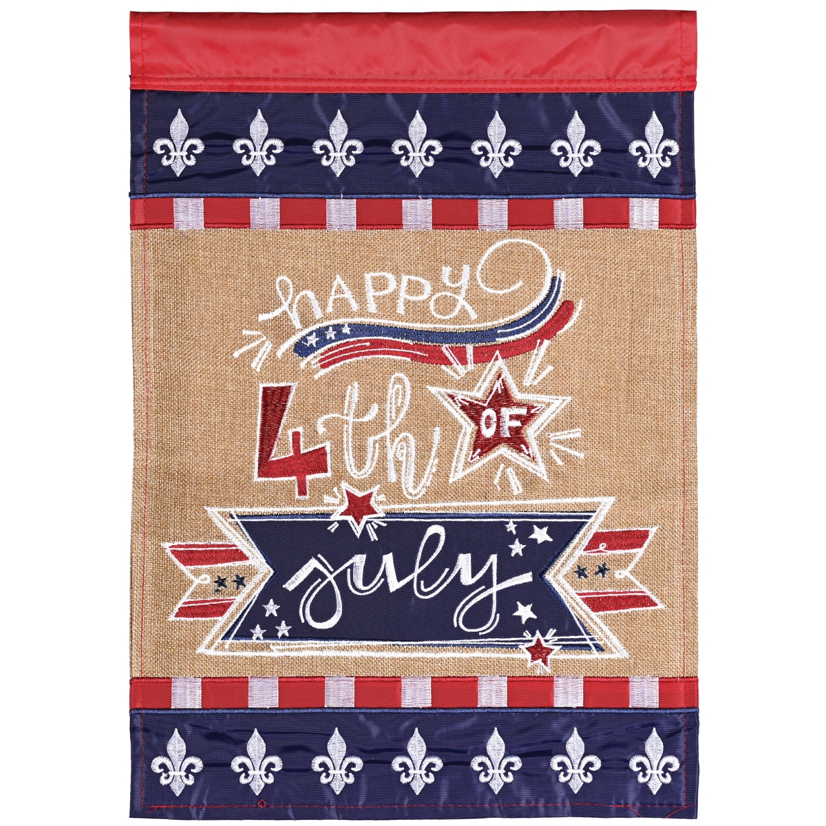 M011904 Flag Happy July 4th Fleur-De-Lis 13x18