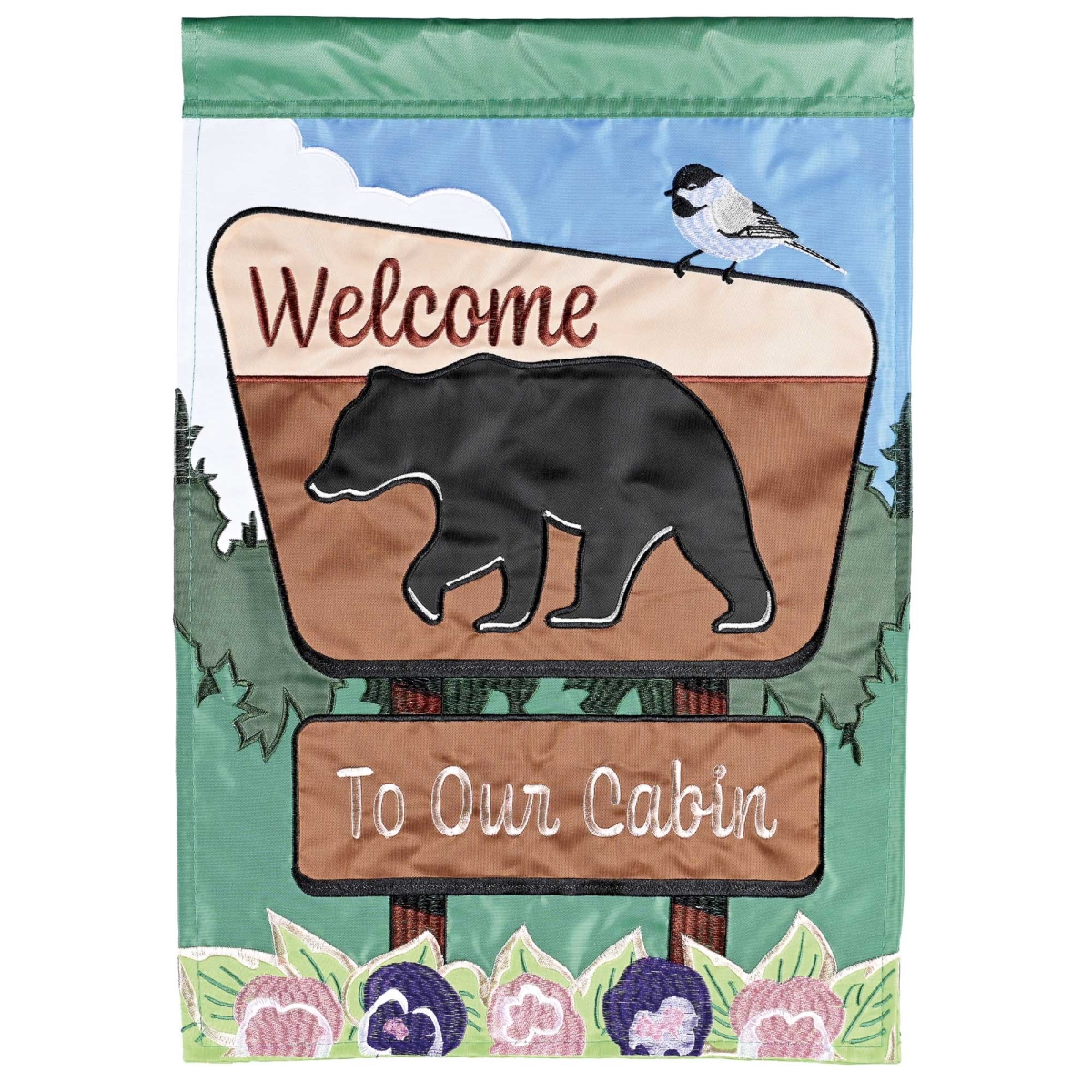 M011939 Flag Black Bear Welcome To Our Cabin