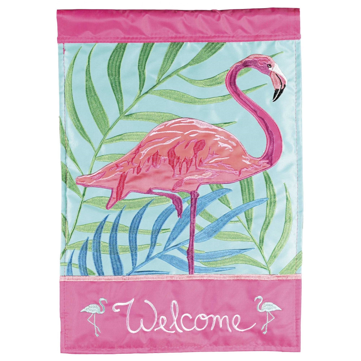 M001950 Flag Welcome Flamingo 29x42