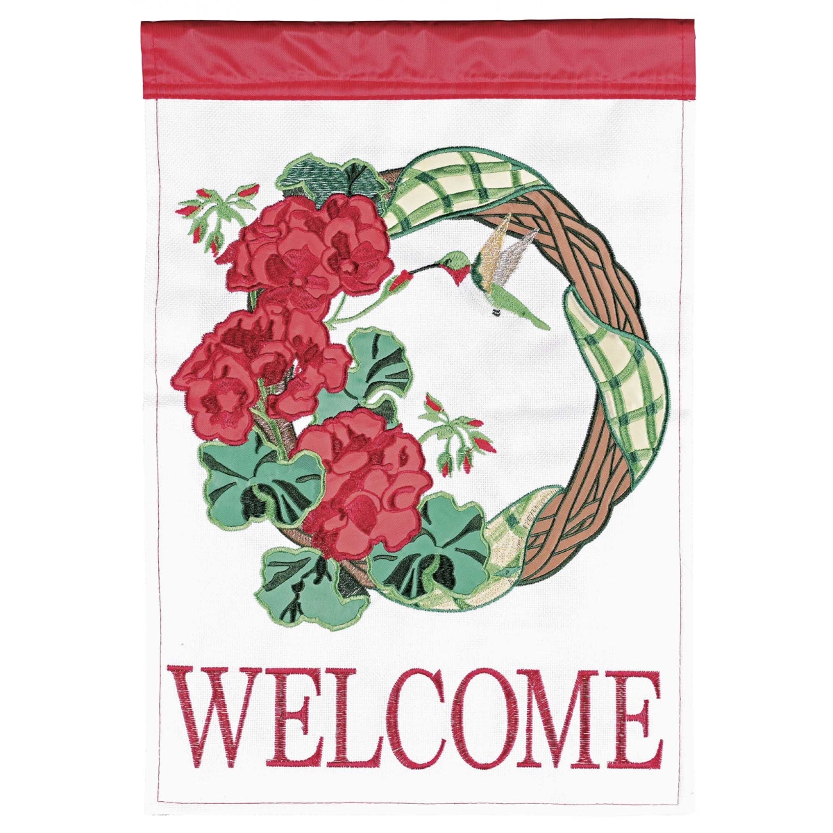 M011947 Flag Welcome Geranium 13x18
