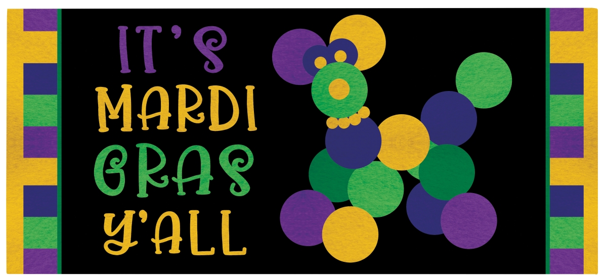 DM011665 Doormat Insert Mardi Gras Bead Dog