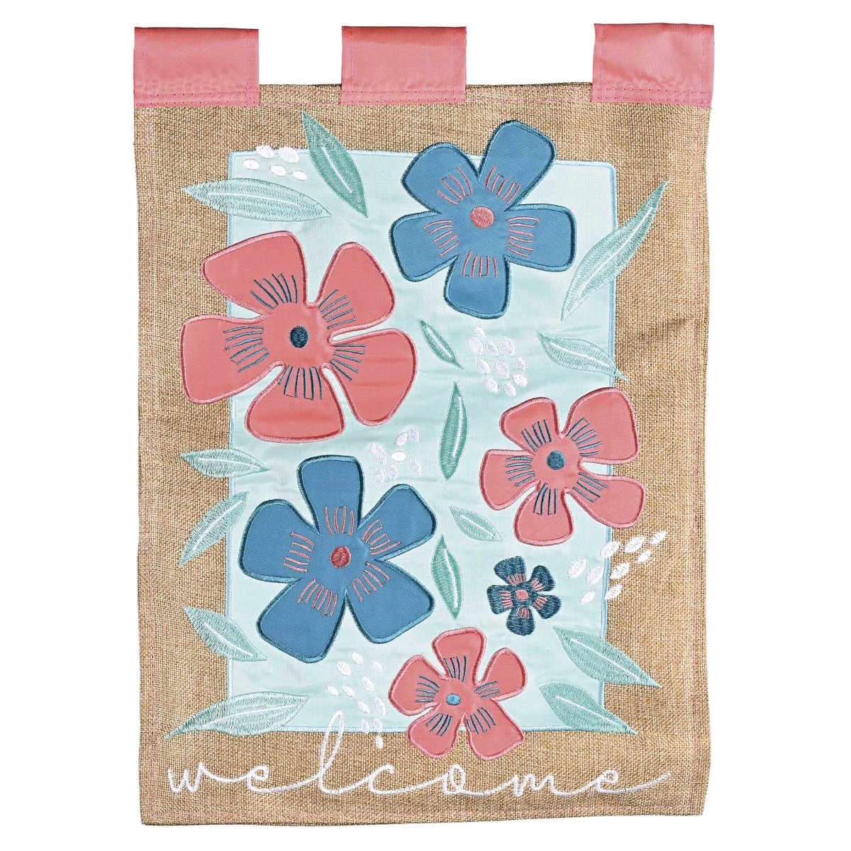 M012095 Flag Welcome Flowers 13x18