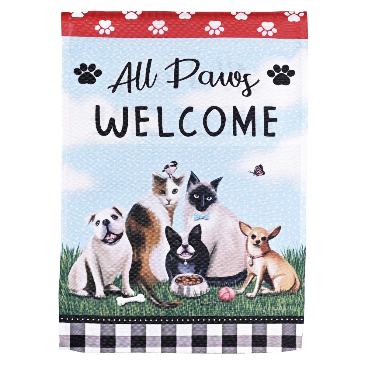 M080306 Flag All Paws Welcome 13x18