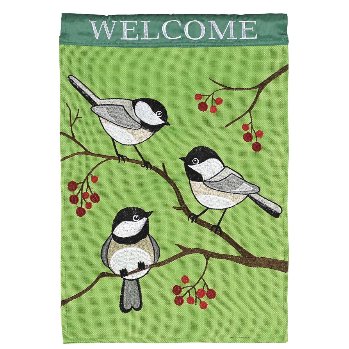 M002069 Flag Welcome Chickadee 29x42