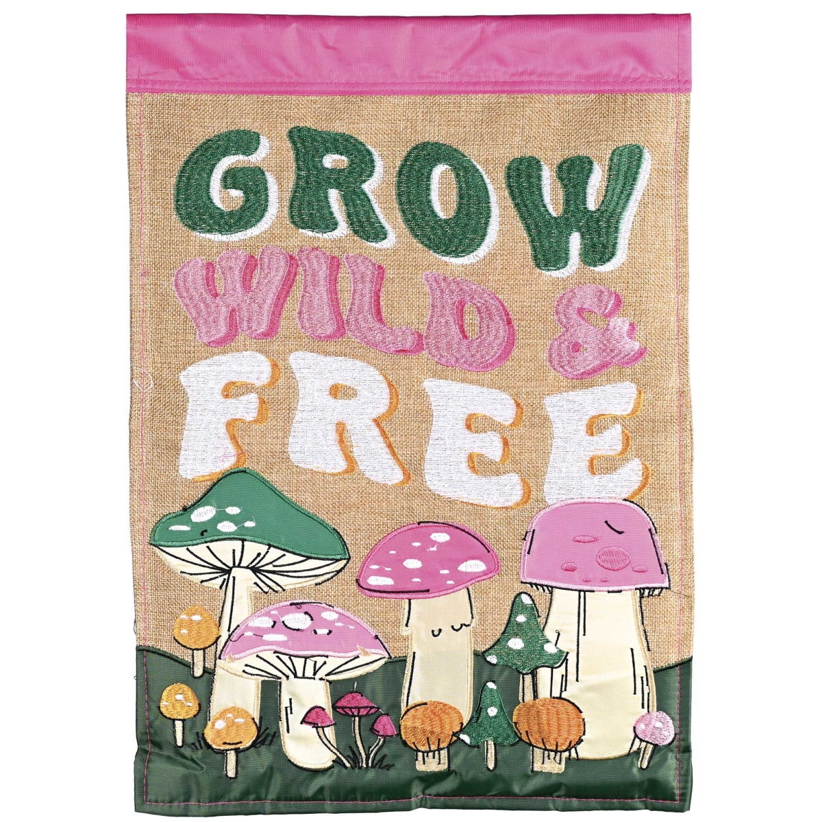 M012094 Flag Mushrooms Grown Wild & Free 13x18