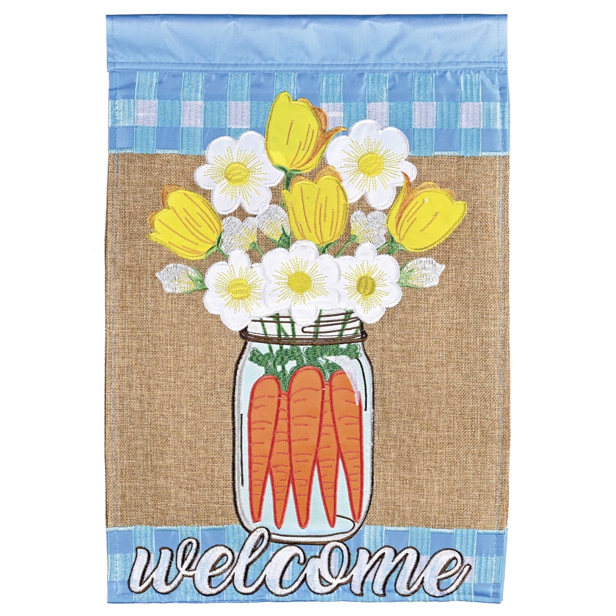 M012097 Flag Welcome Tulips 13x18
