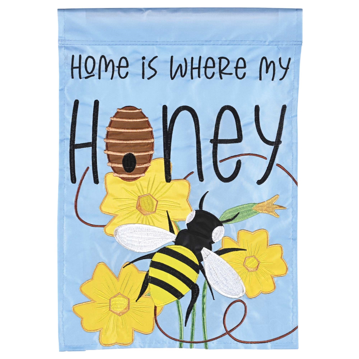 M012054 Flag Home Is Where My Honey Bee 13x18