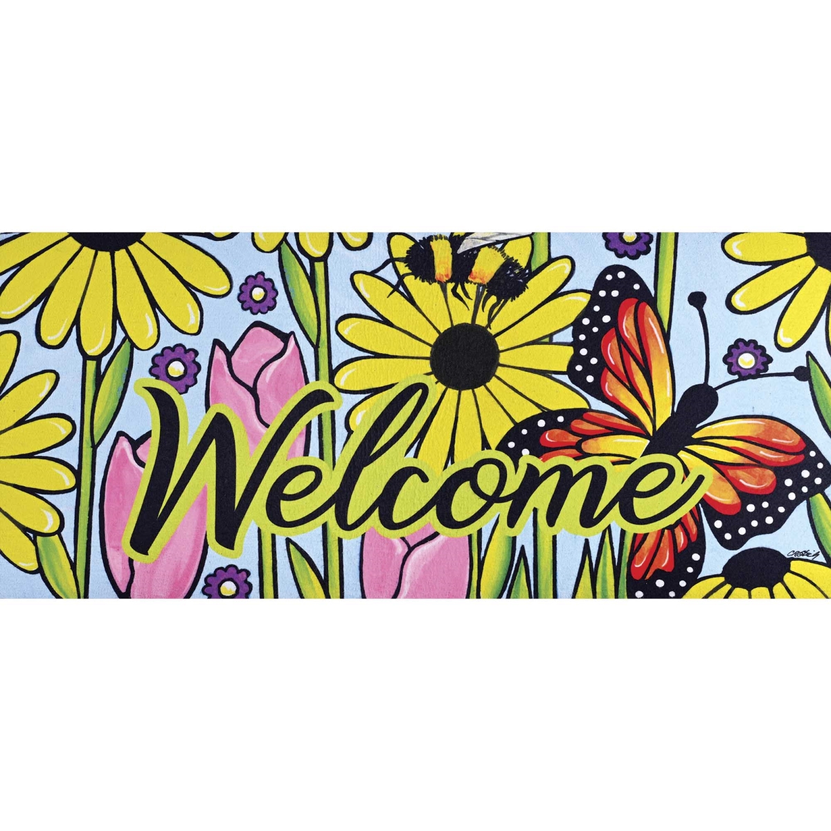 DM080316 Doormat Insert Welcome Butterfly Garden