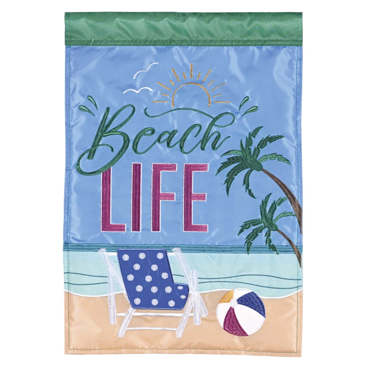 M012077 Flag Beach Life Palm Tree 13x18