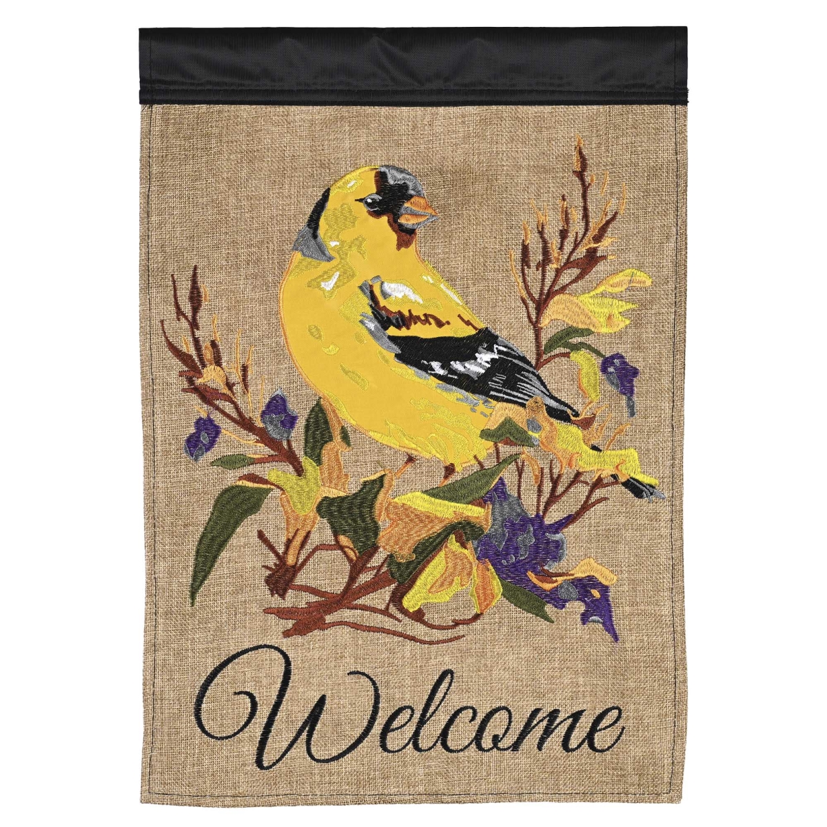 M012070 Flag Welcome Goldfinch 13x18