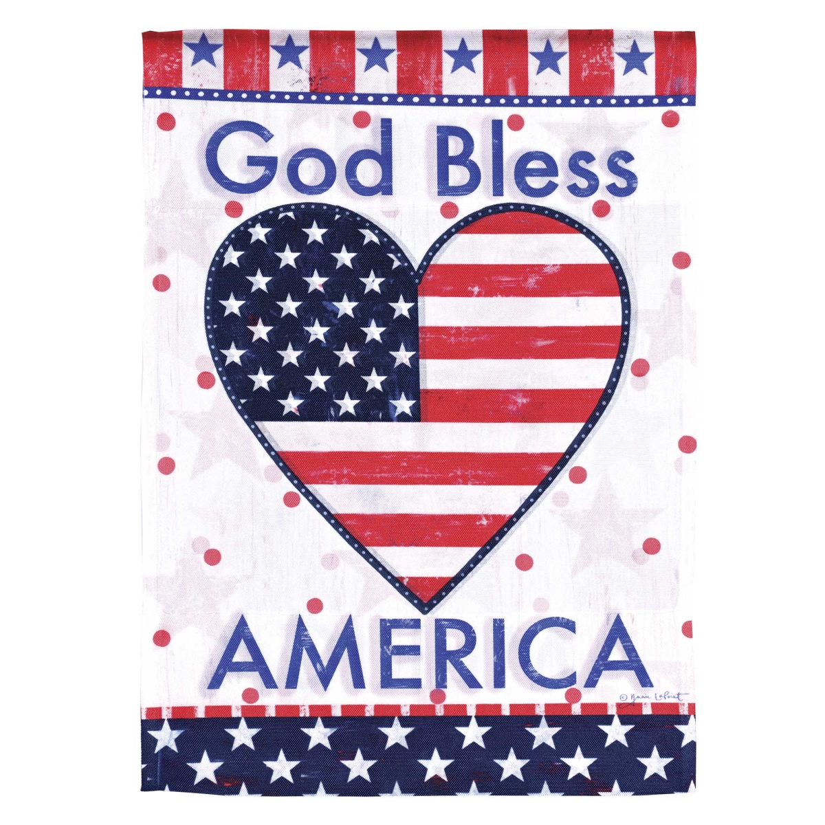 M080302 Flag God Bless America Heart 13x18