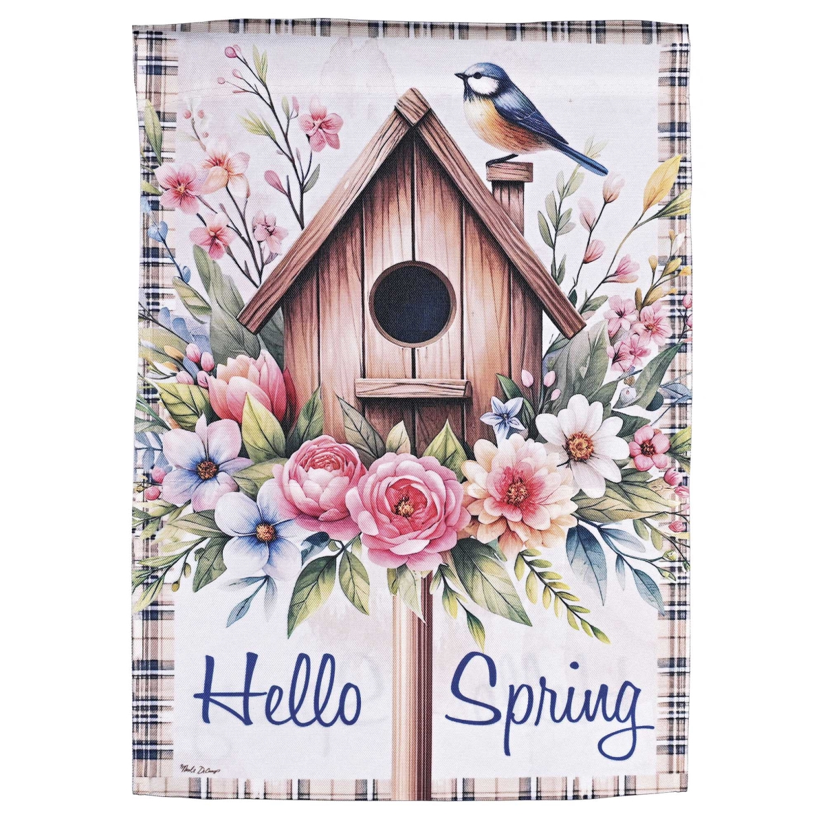 M080307 Flag Robin Hello Spring 13x18