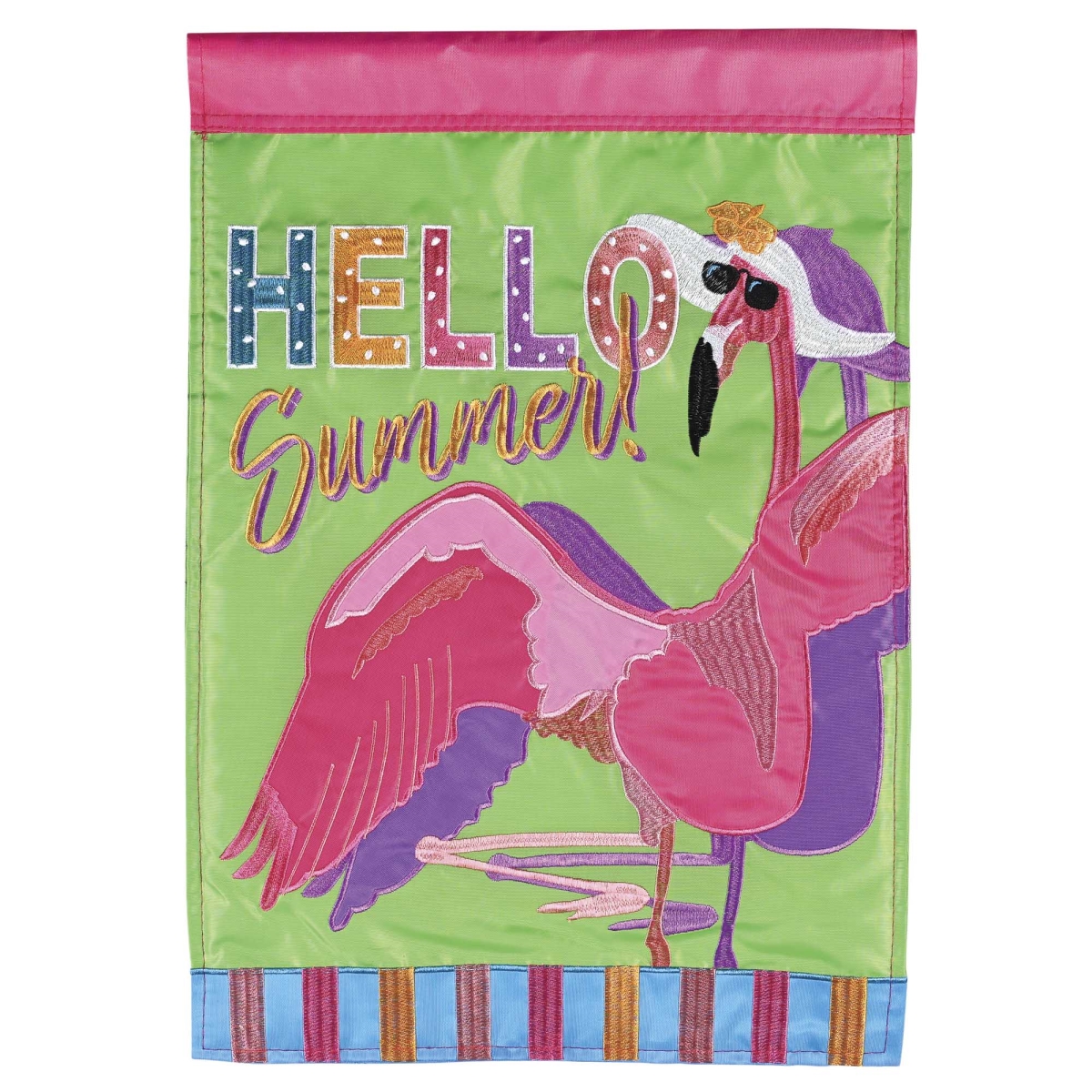 M012052 Flag Hello Summer Flamingo 13x18