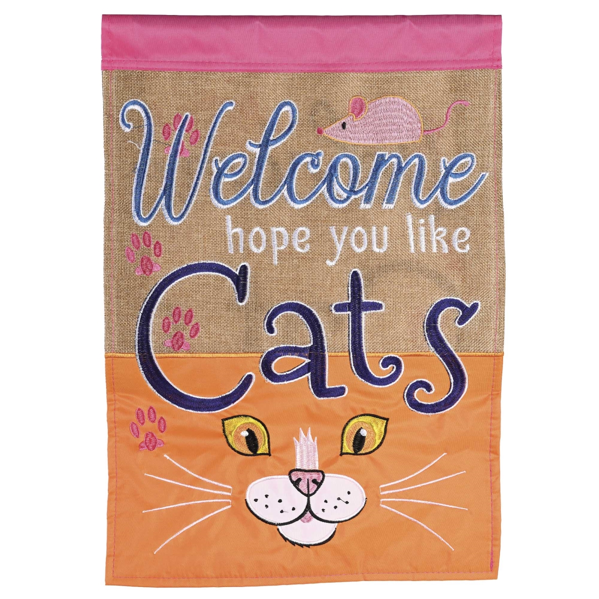 M012059 Flag Welcome Hope You Like Cats 13x18
