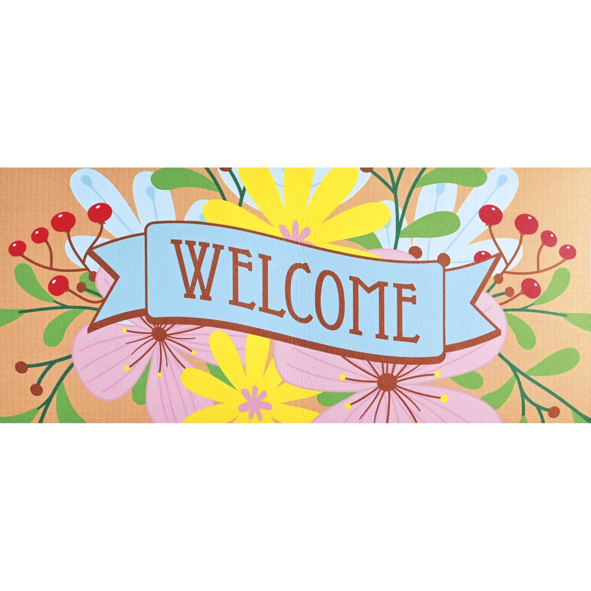 DM012072 Doormat Insert Flowers Welcome