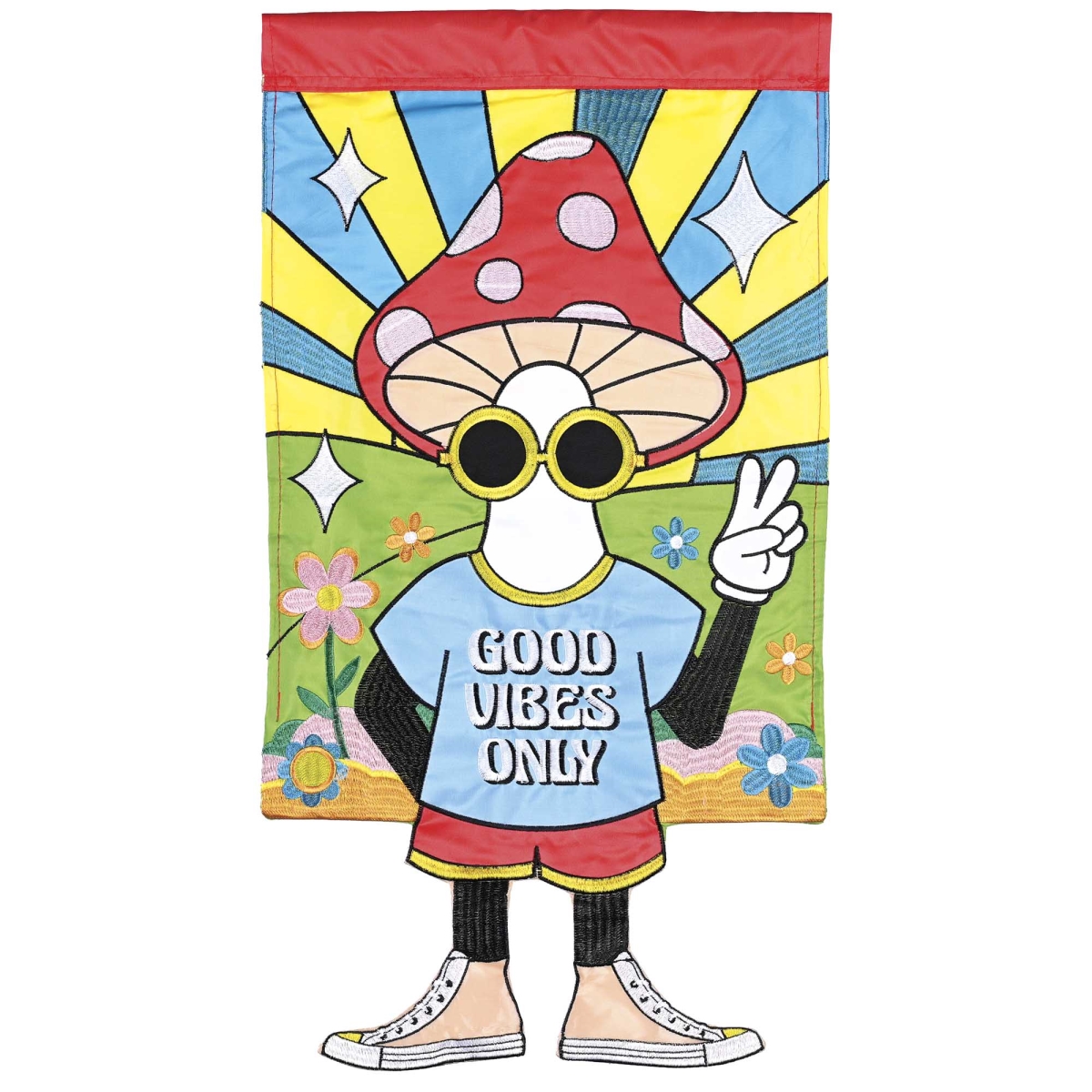 M012086 Crazy Leg Mushroom Good Vibes Only 13x18