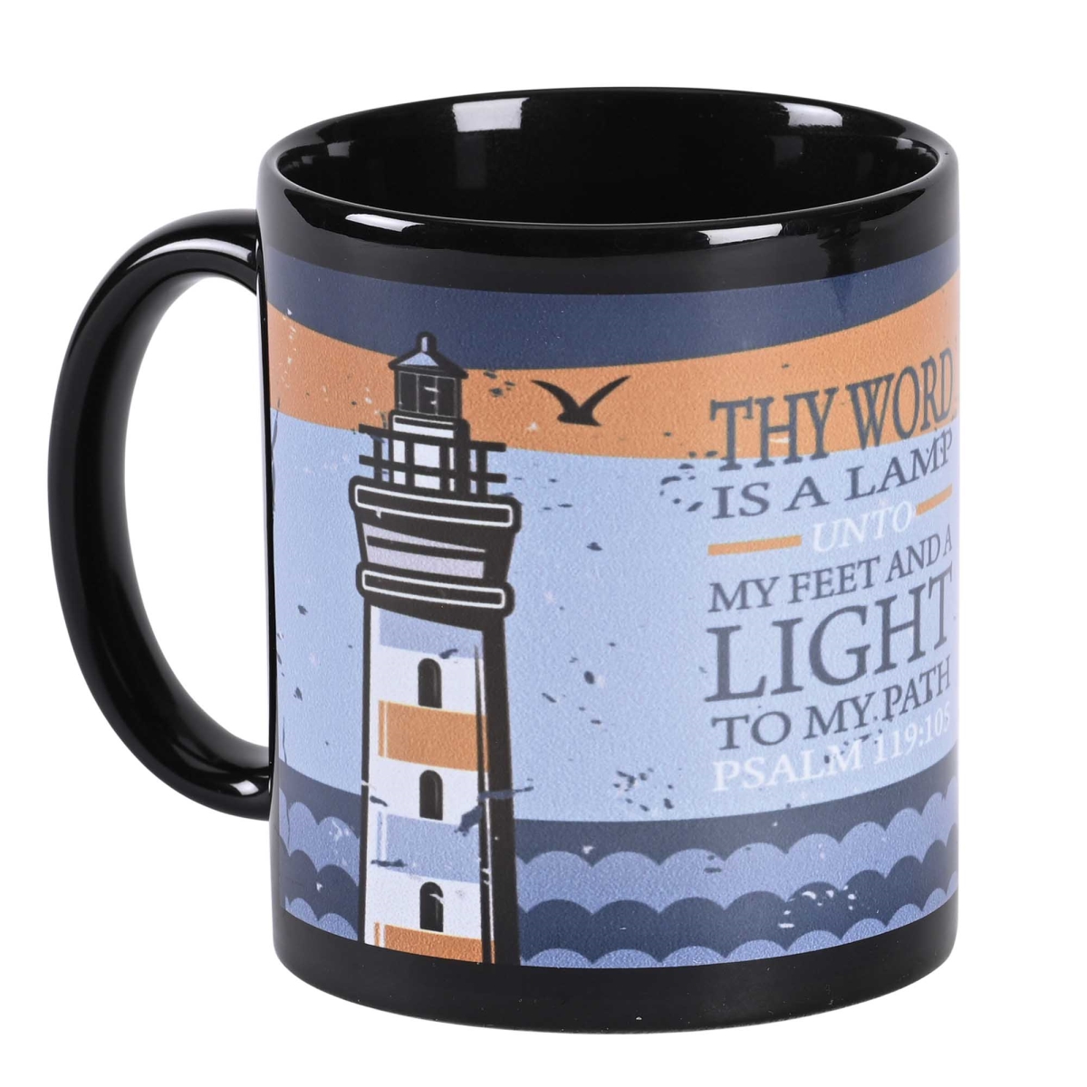 Picture of Dicksons MUG-1219 Black Mug Lighthouse Your Word Is A Lamp