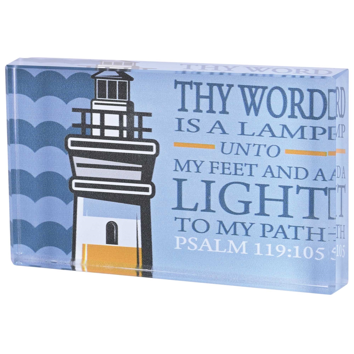 TTPLQG-3016 Tabletop Glass Lighthouse Your Word Is