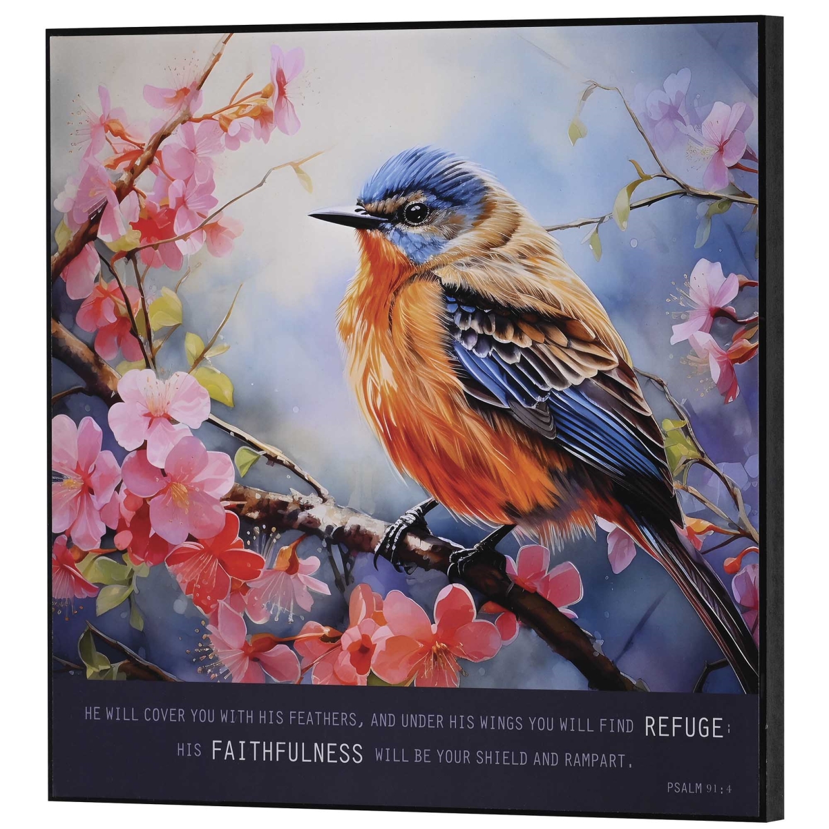 PLK1212-435 Wall Plaque Robin He Will Cover You With