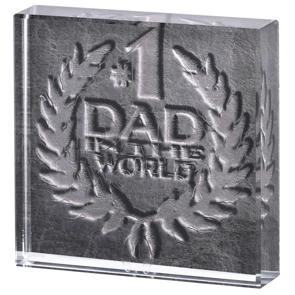 ETTPLQG-200 Tabletop Glass Plaque Number1 Dad 3X3