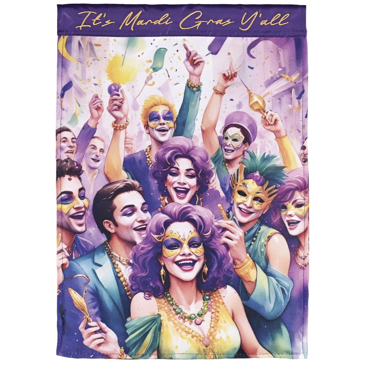 M012149 Garden Flag It Is Mardi Gras Y'All Party