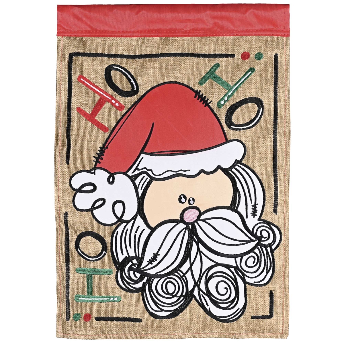 M002114 House Flag Burlap Hohoho Whimsical Santa
