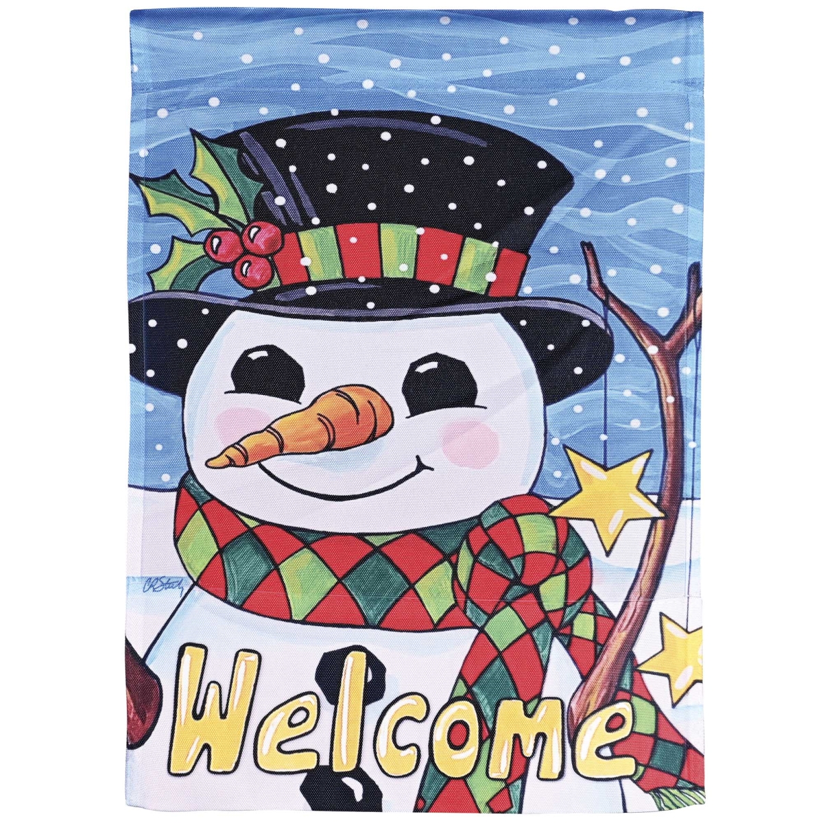 M080348 Garden Flag Snowman And Stars Welcome