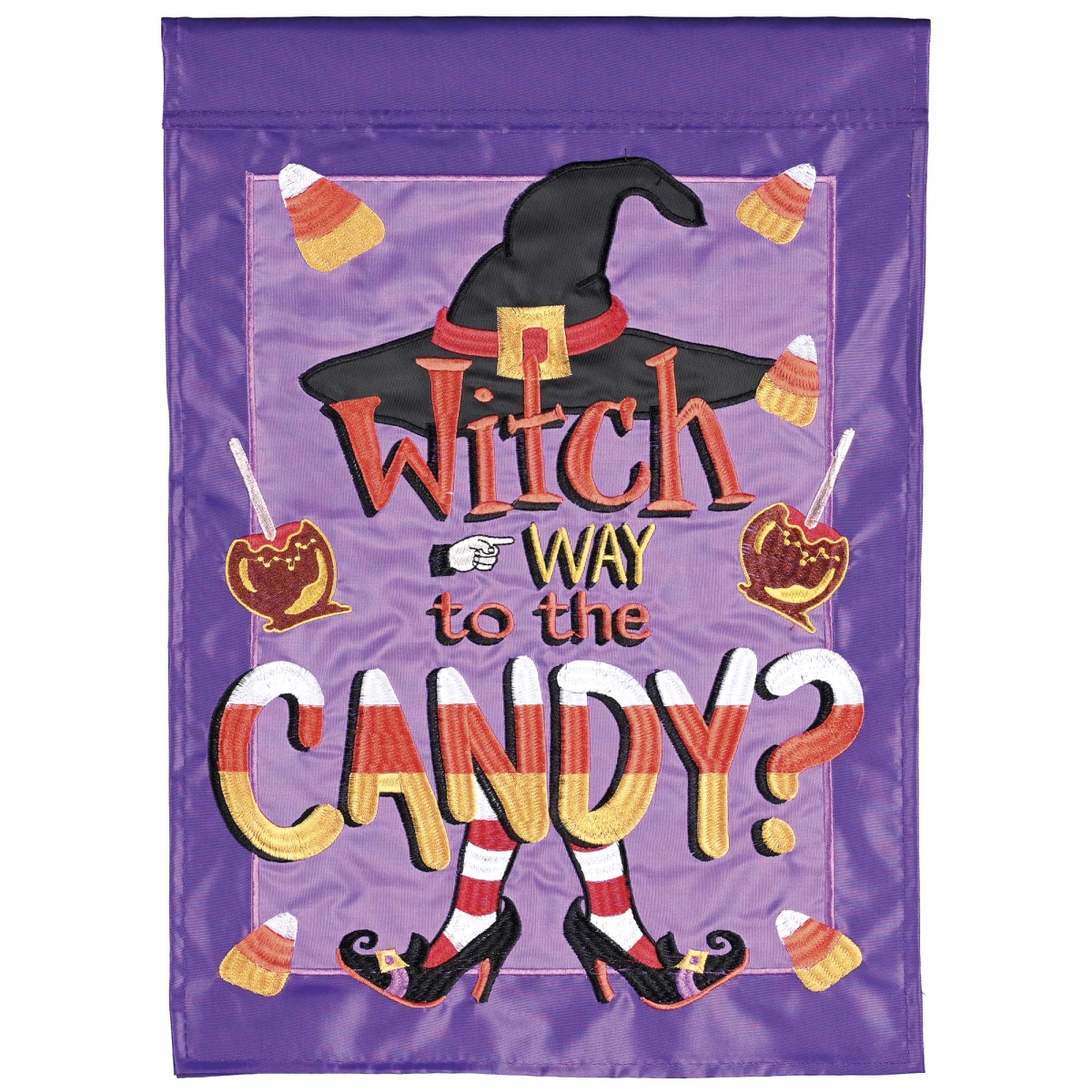 M012119 Gardenflag Purple Witch Way To The Candy