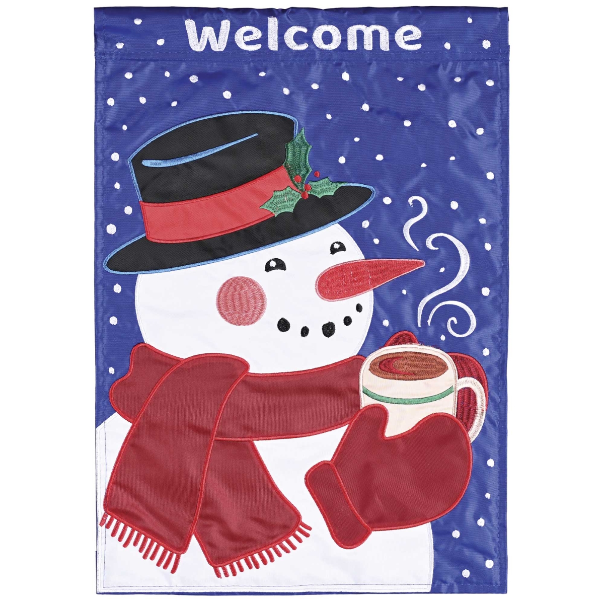 M012133 Garden Flag Hot Cocoa Snowman Welcome