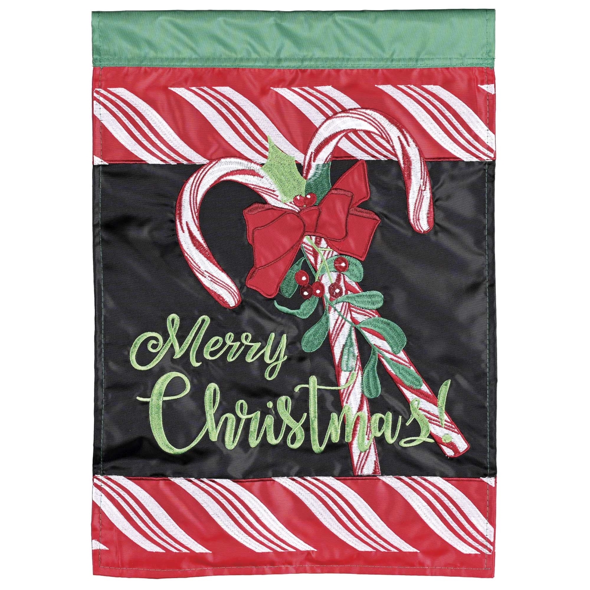 M012140 Garden Flag Christmas Candy Cane Bow Tie