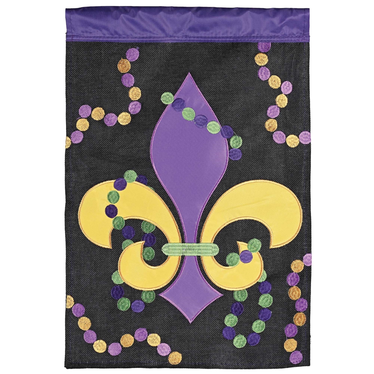 M002152 House Flag Purple Yellow Fleur De Beads