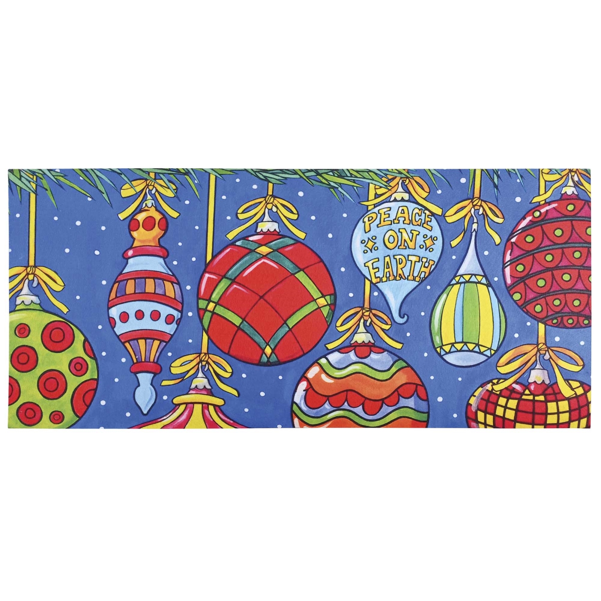 DM080345 Doormat Insert Peace On Earth Ornaments