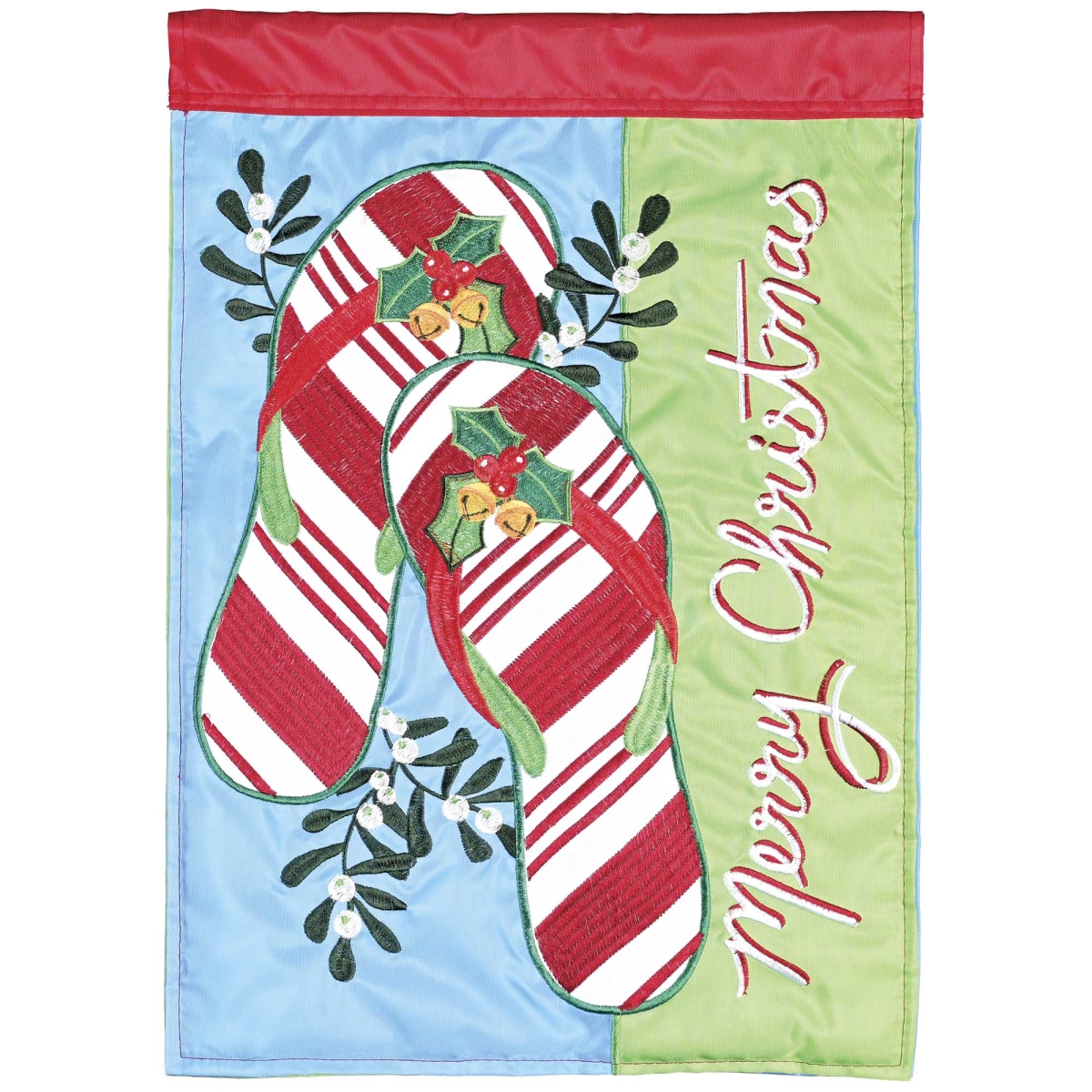 M012143 Garden Flag Merry Christmas Flip Flops