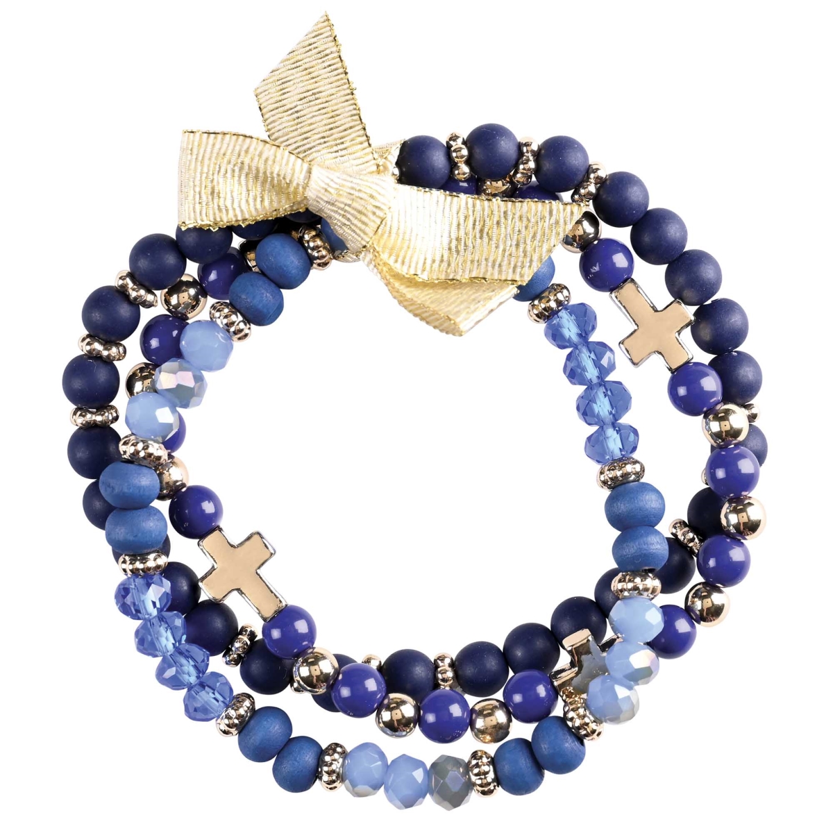 35-8482T Bracelet Triple Crosses Navy Beads