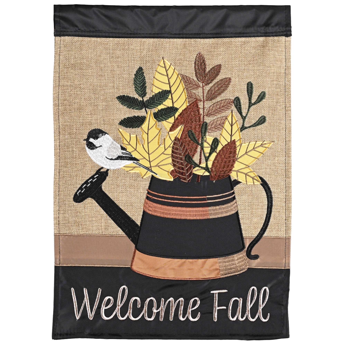 M012107 Gardenflag Fall Leaf Stripe Watering Can