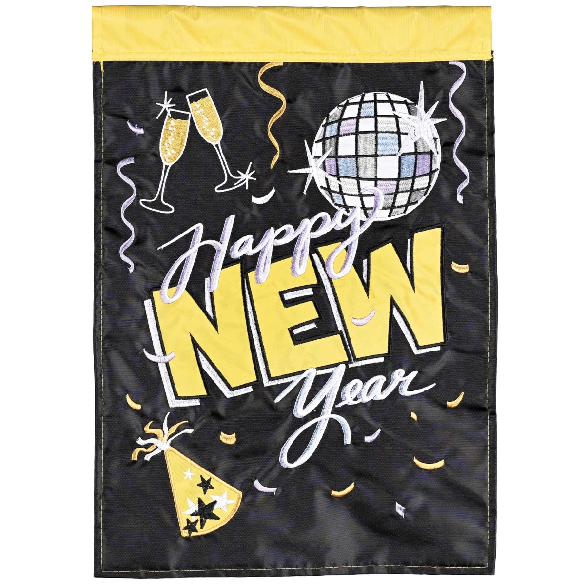 M012134 Garden Flag Disco Ball Happy New Year