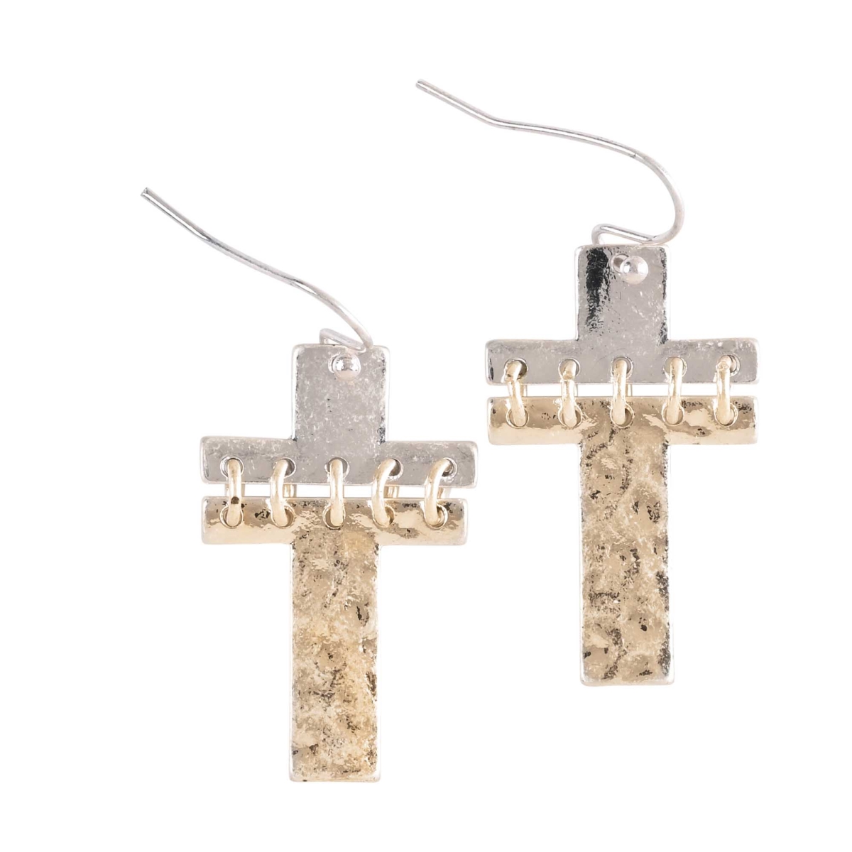 Picture of Dicksons 35-8605 Earrings Hammered 2Tone Crosses on Wires