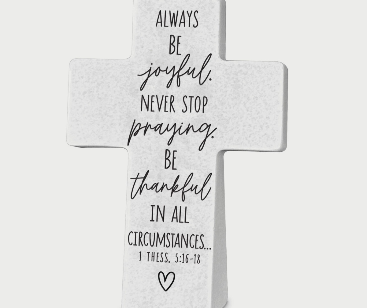 11401 Tabletop Cross Joyful Prayerful Thankful