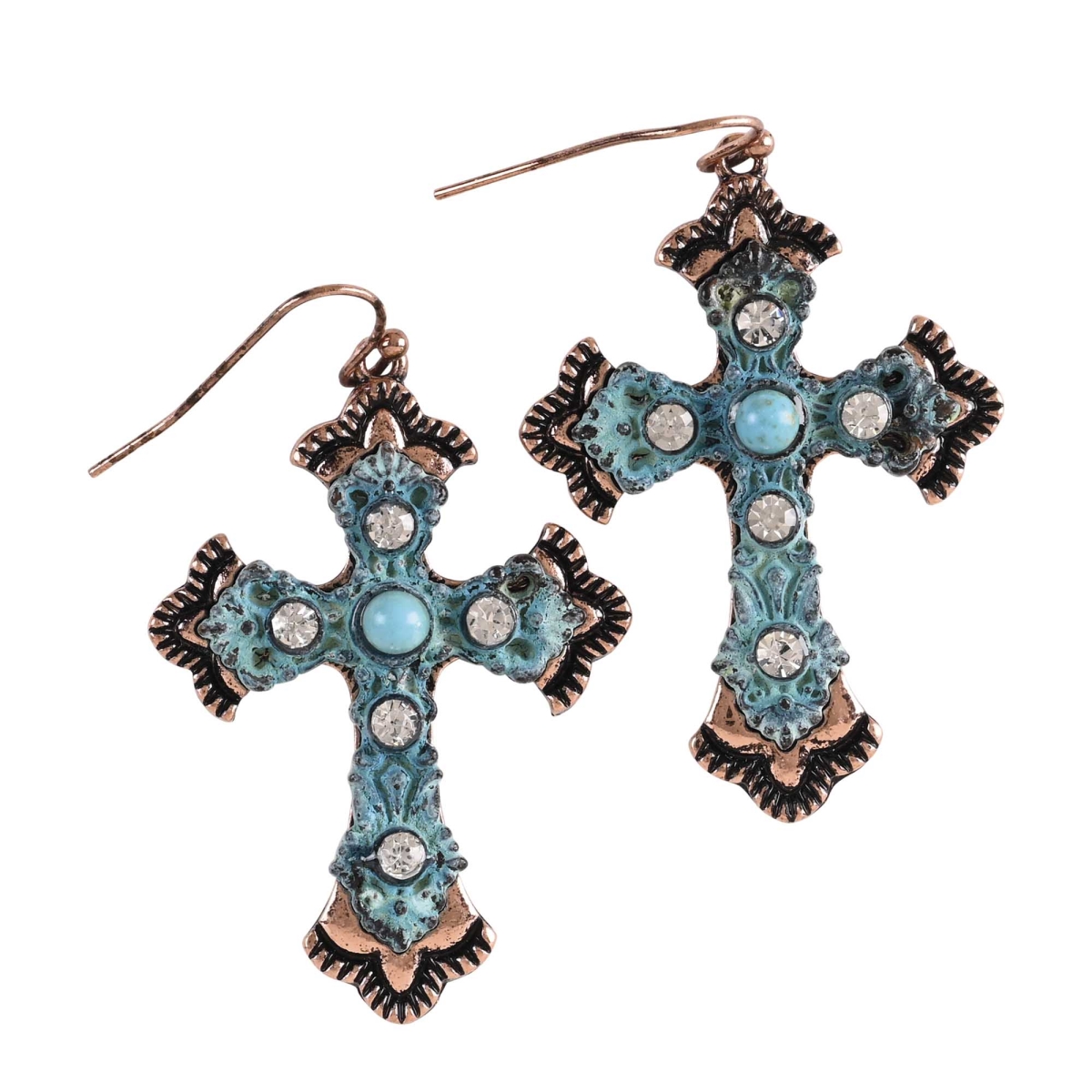 Picture of Dicksons 35-8608 Earrings Turquiose Filigree Bud Crosses