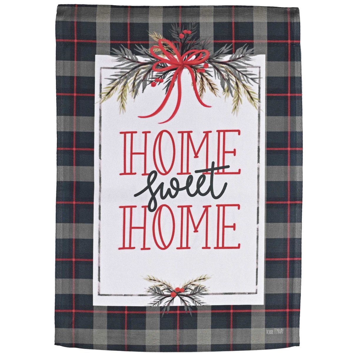 M080343 Garden Flag Plaid Home Sweet Home Bow