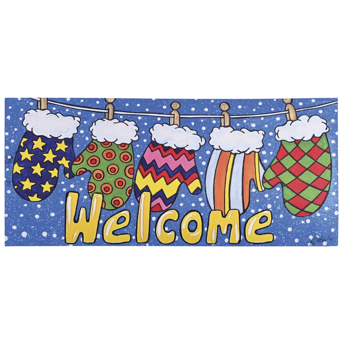 DM080349 Doormat Insert Multi Designed Mittens