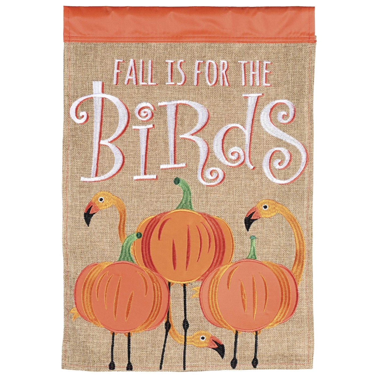 M002112 House Flag Burlap Pumpkin Flamingos