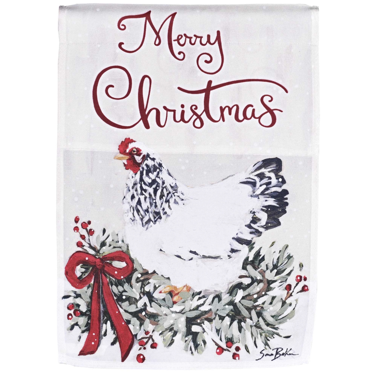 M080340 Garden Flag Merry Christmas Chicken