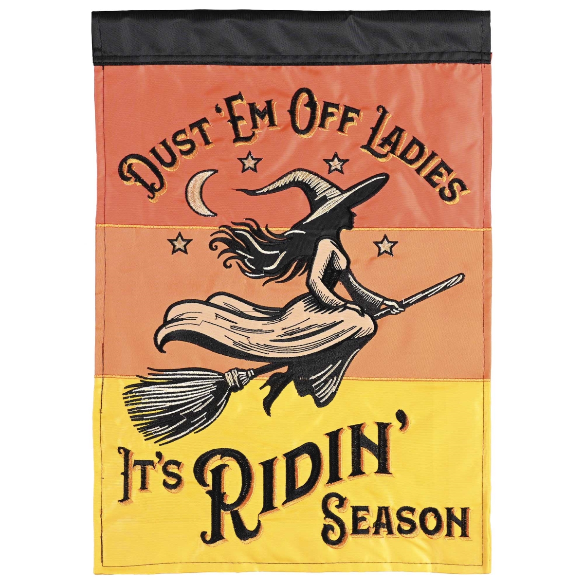 M012121 Garden Flag Riding Season Witch Broom