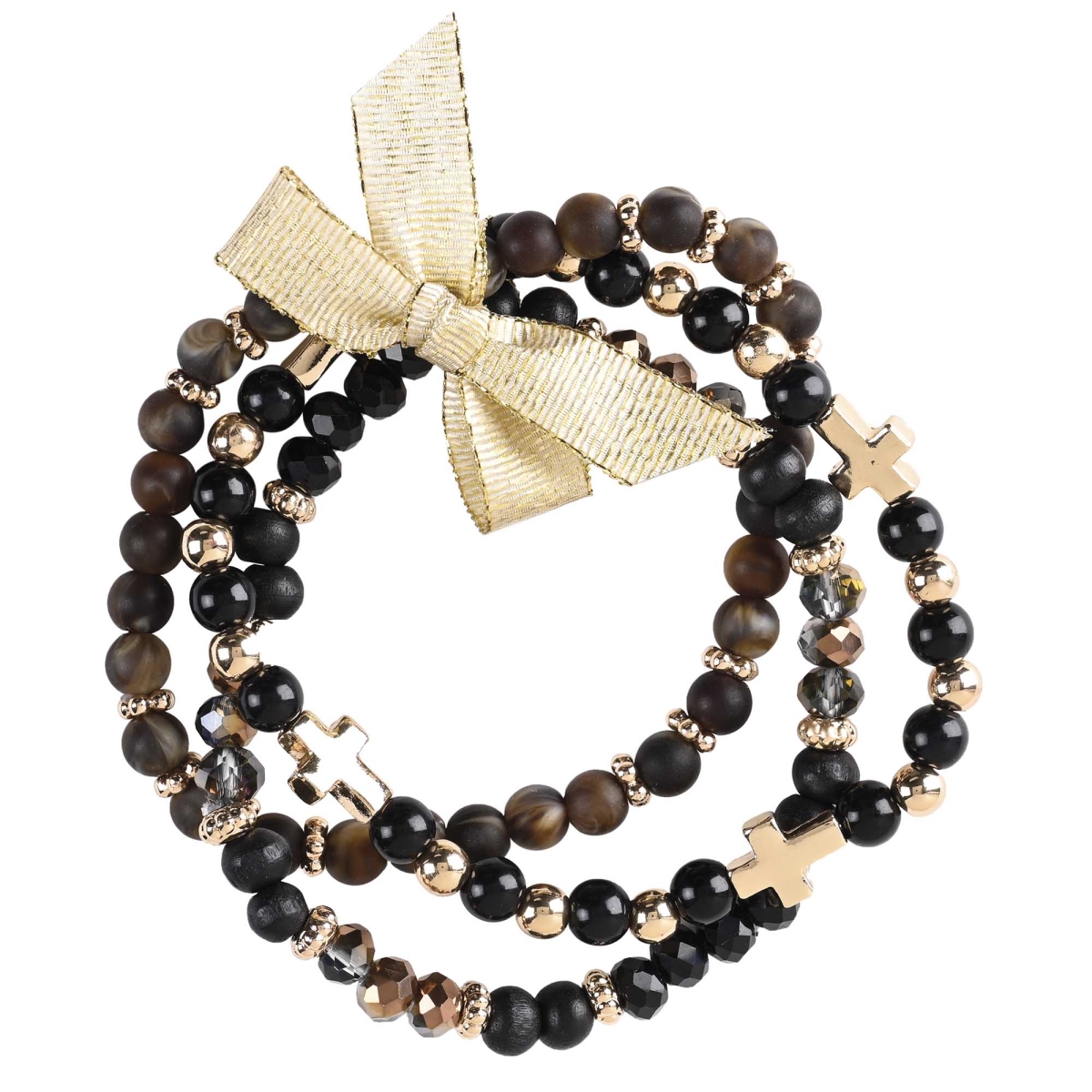 35-8477T Bracelet Triple Dark Brown Beads