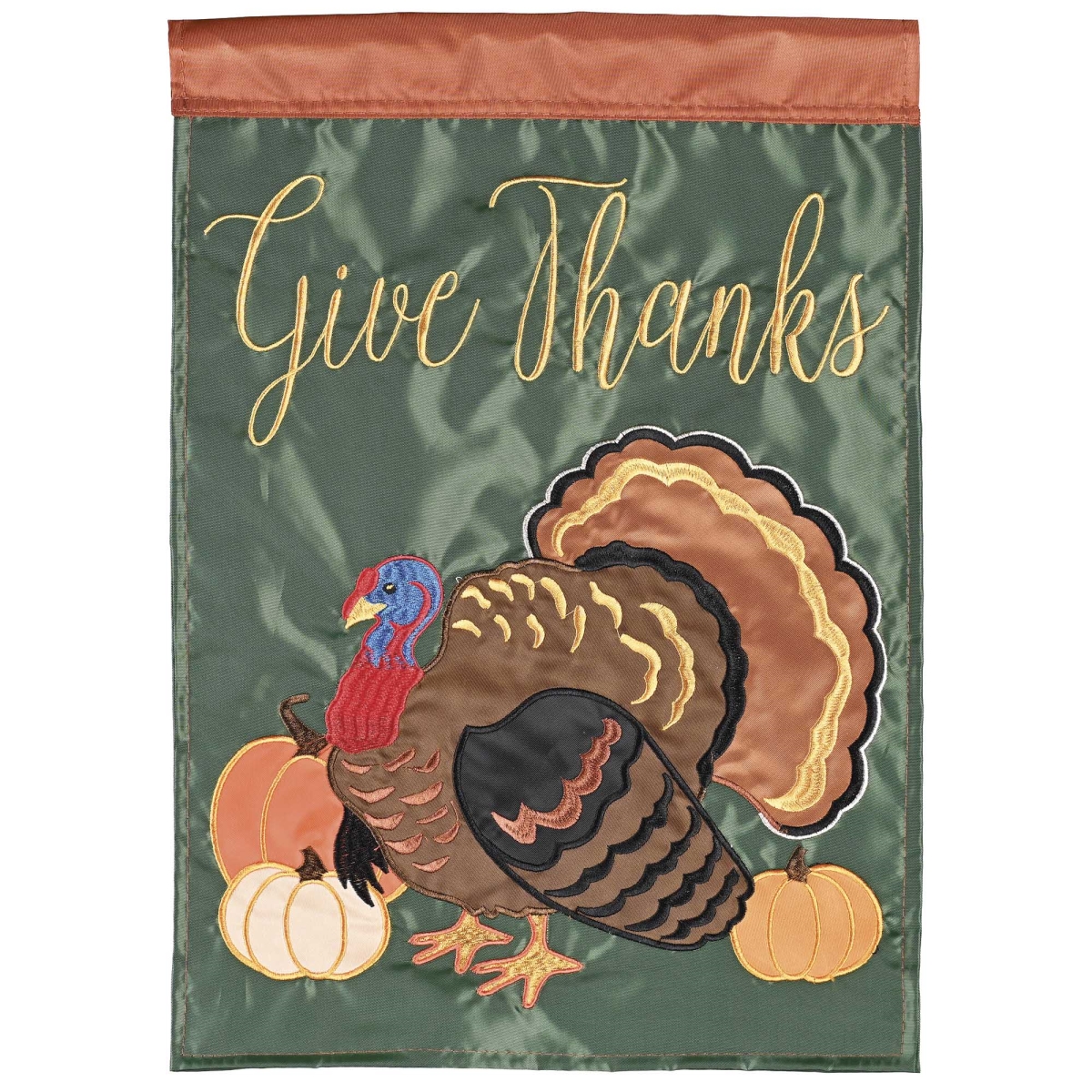 M012126 Garden Flag Give Thanks Turkey Pumpkins