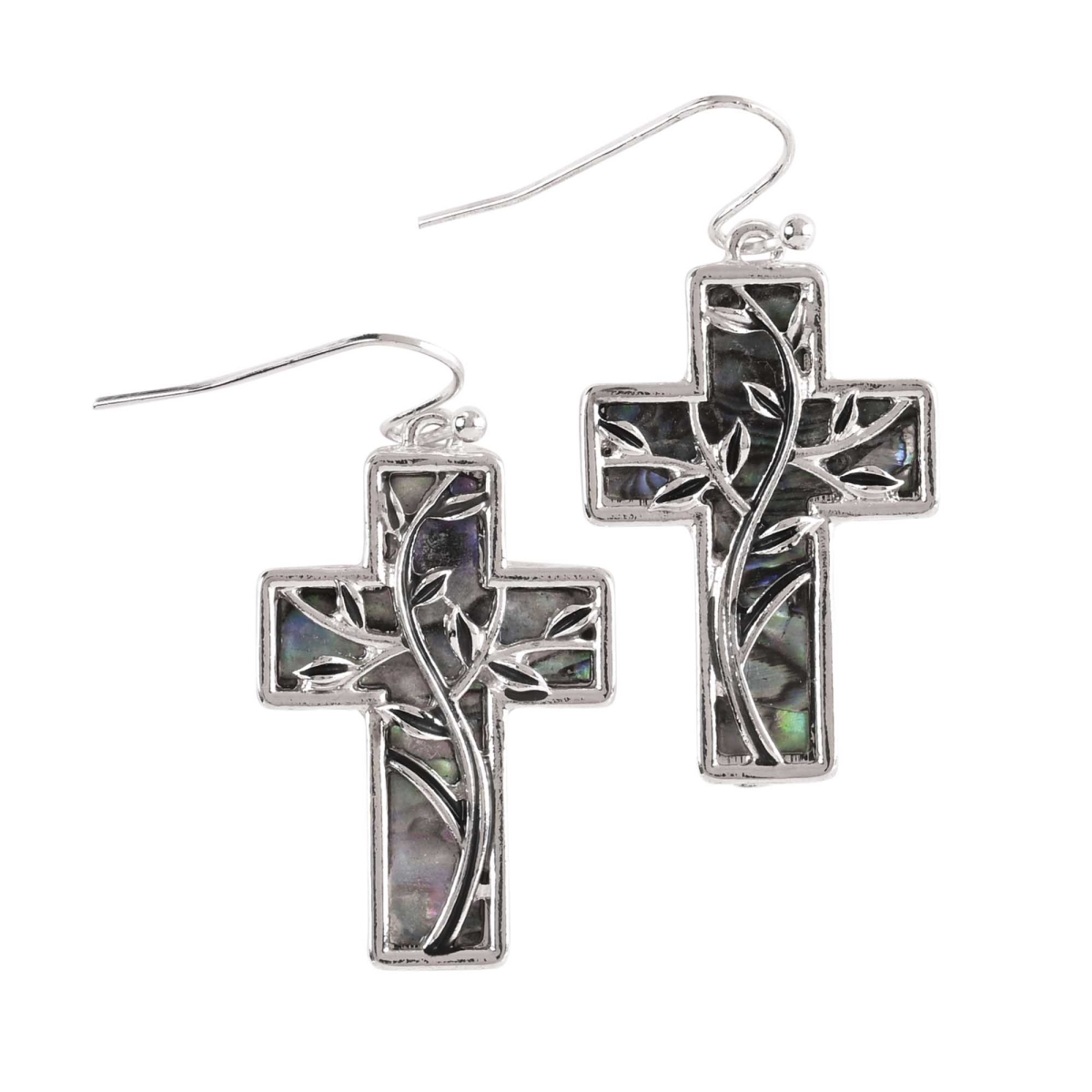 Picture of Dicksons 35-8602 Earrings Abalone Tree Of LIfe Crosses