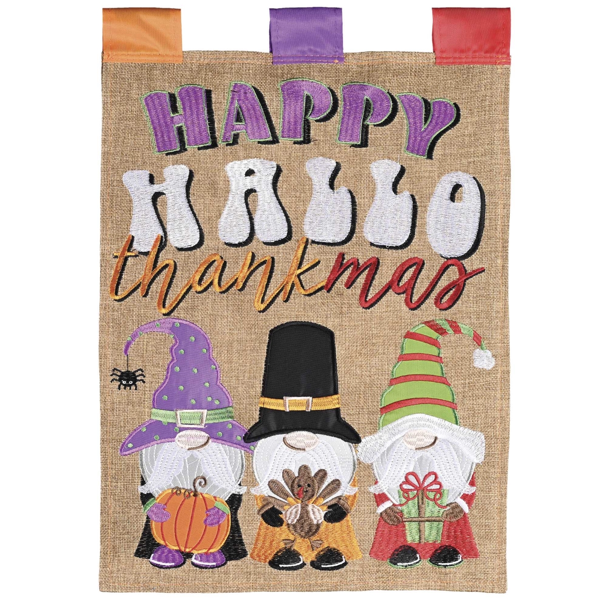 M012123 Garden Flag Burlap Hallo Thankmas Gnome